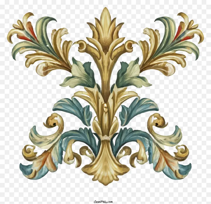 disegno floreale - Design floreale oro decorativo e verde