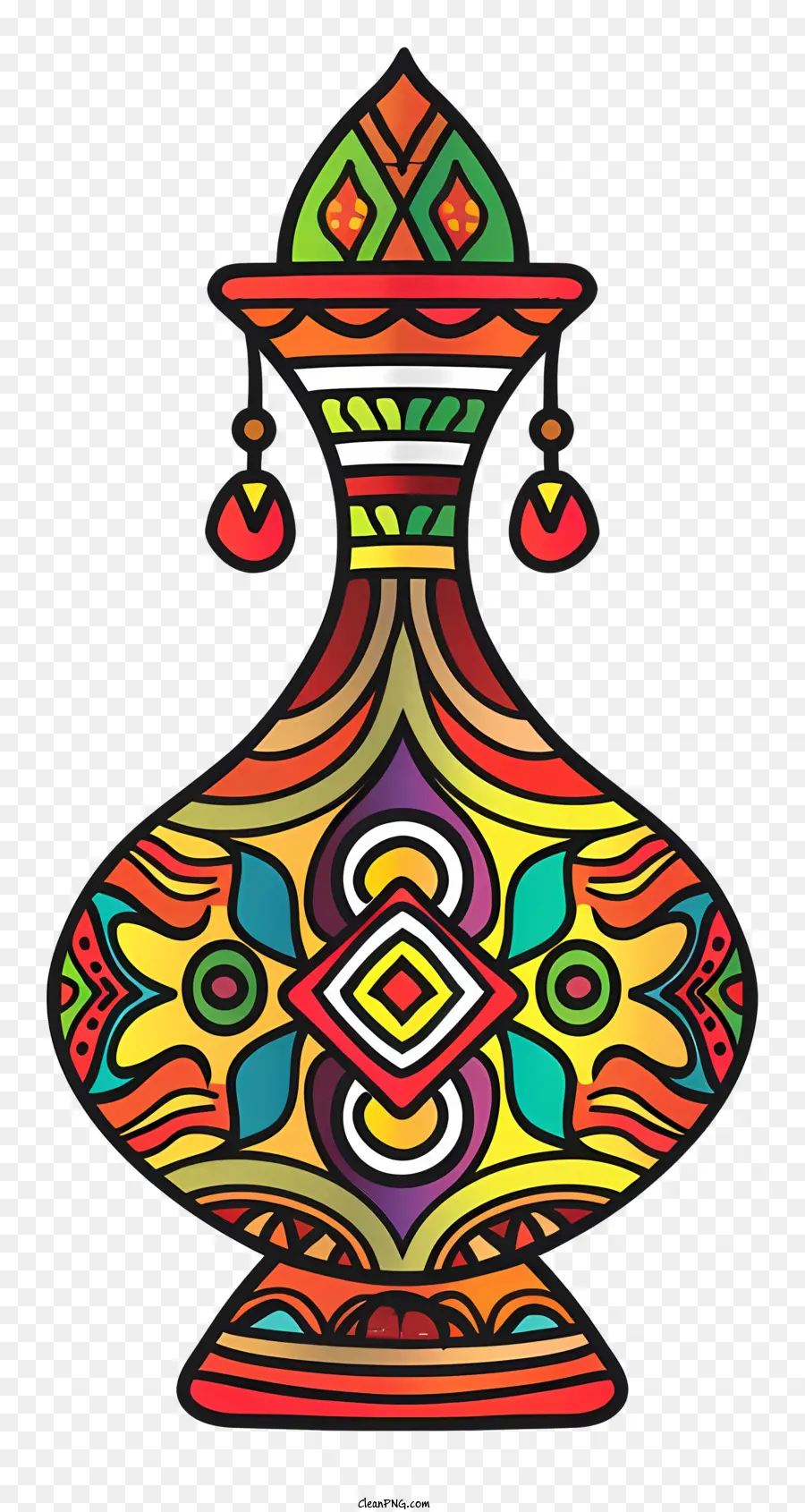 vaso vetro multicolore motivi intricati di base rotonda colori vivaci design vivido - Vaso colorato di vetro con motivi intricati
