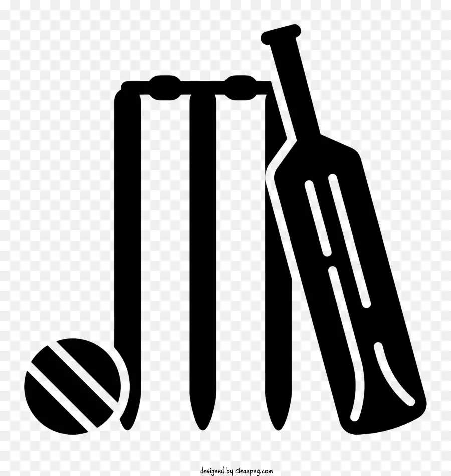 icone di cricket mazze da cricket attrezzatura da cricket attrezzatura sportiva illustrazione - Tre mazze da cricket in silhouette nera