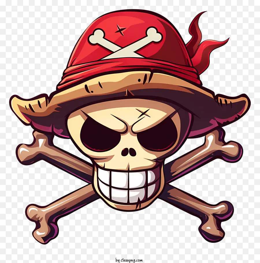 Schädel und gekreuzten Knochen - Piratenschädel -Logo mit Eyepatch und Narbe