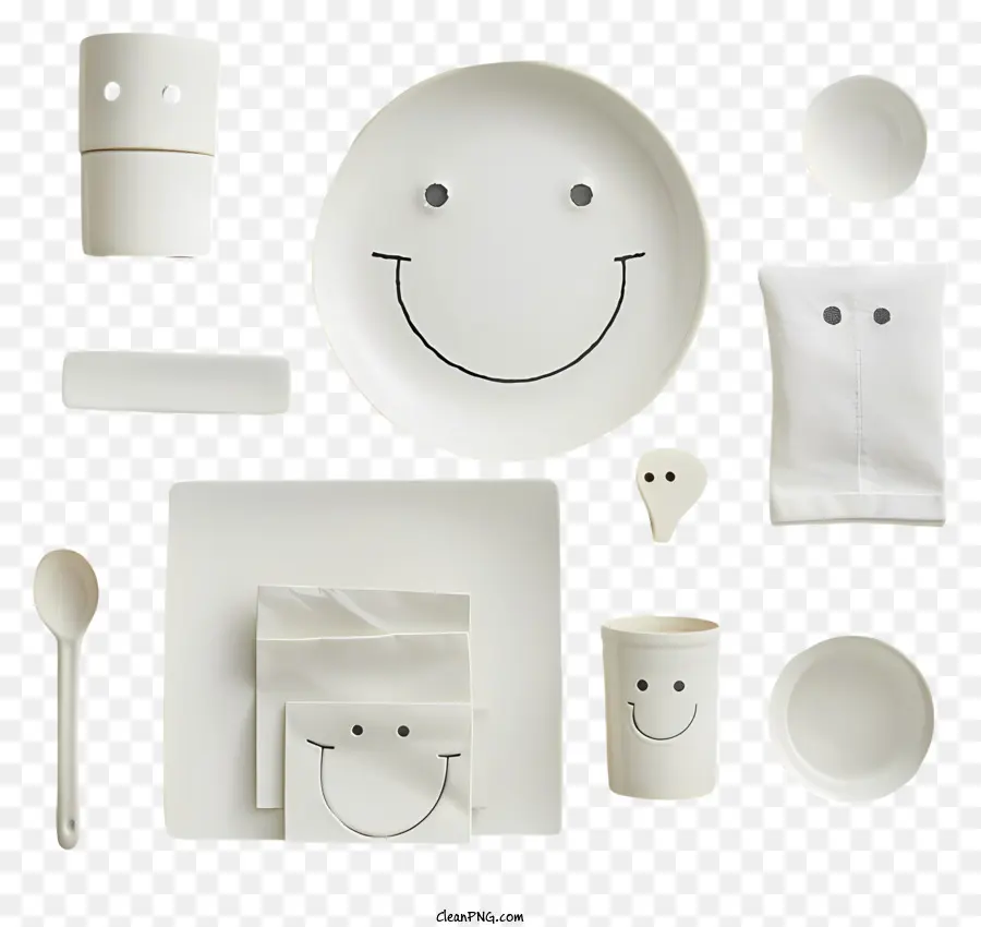 smiley Gesicht - Weiße Porzellanplatten/Schalen mit Smiley -Gesichtern