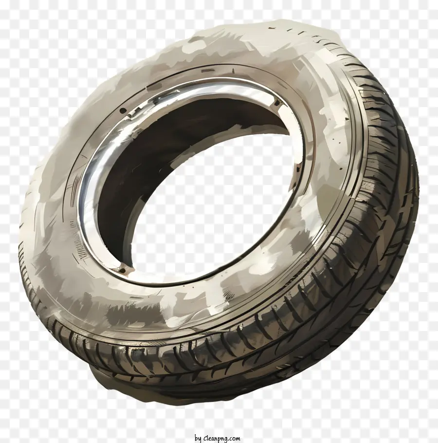 Auto Reifen Reifenmarkierungen Reifendruck getragen - Abgenutzter, beschädigter Reifen mit Druckspuren