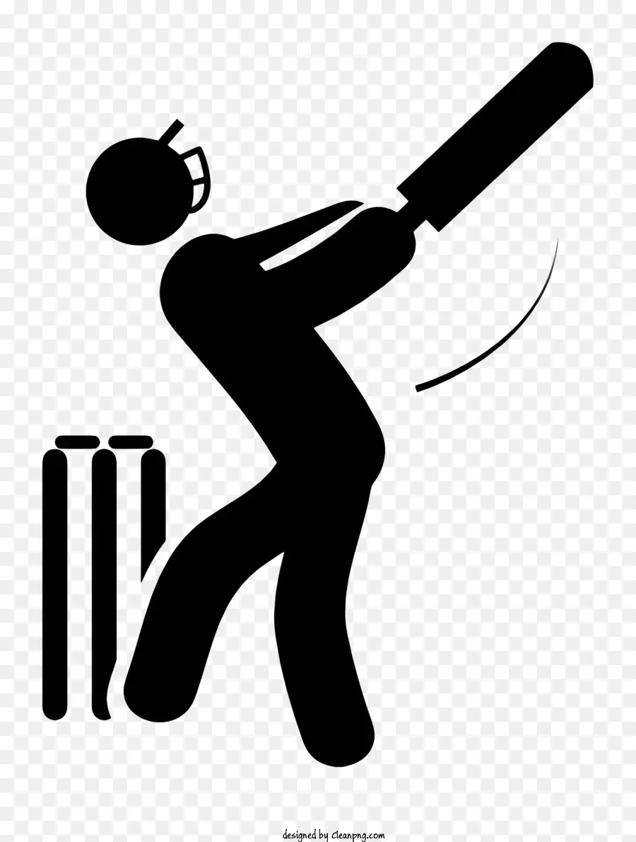 Cricket Logo - Silhouette von Baseballspieler schlägt Ball