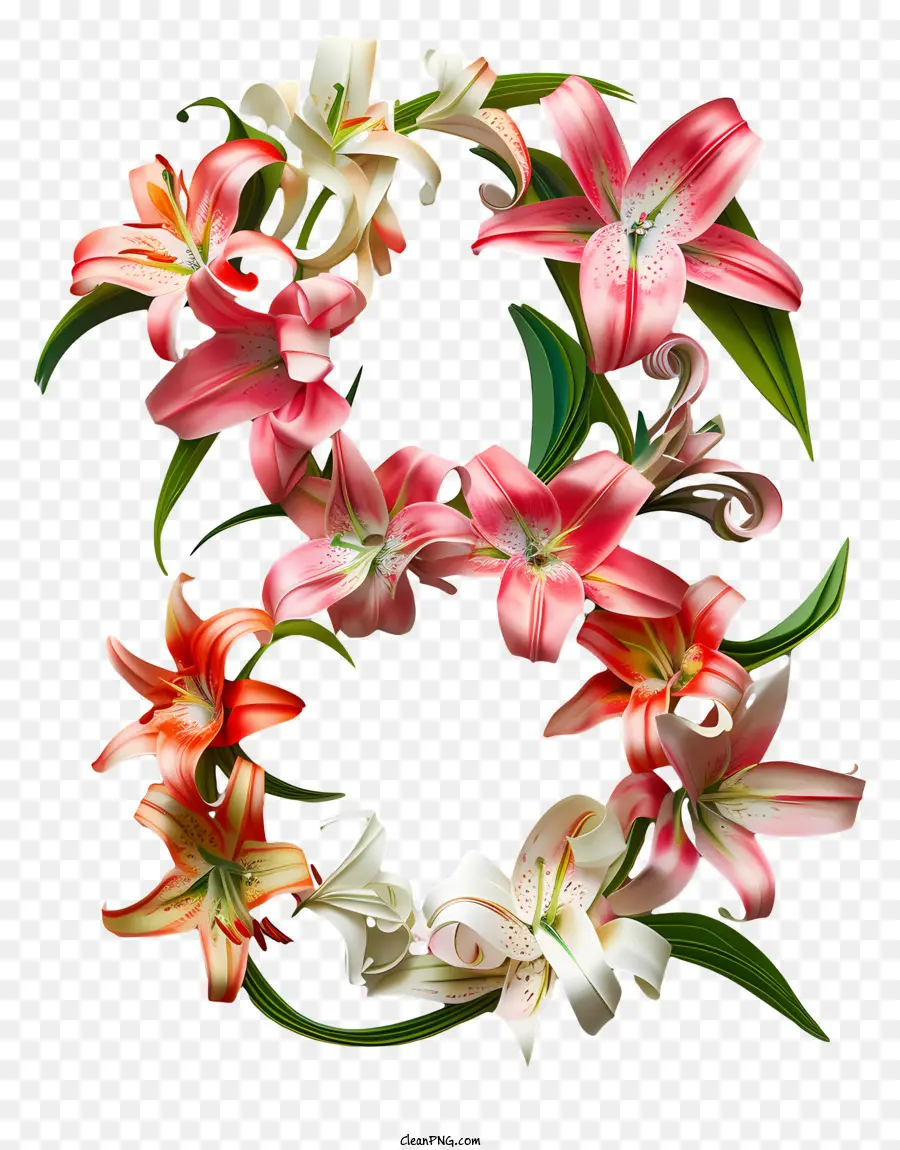 Blumen design - Lilien als Nummer 8 angeordnet, elegantes Display