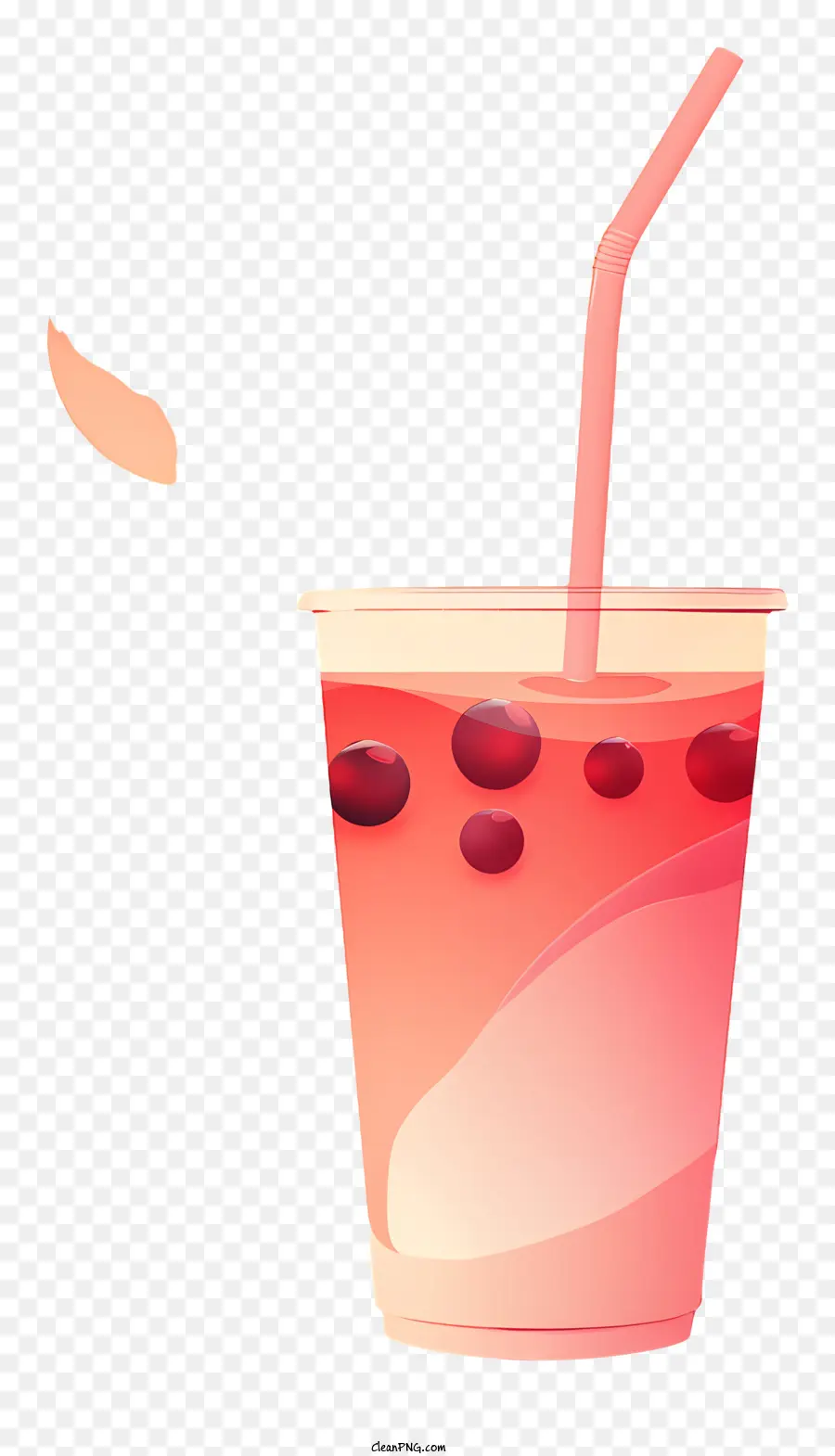 bong bóng trà - Đồ uống màu hồng trong cốc có nắp, rơm