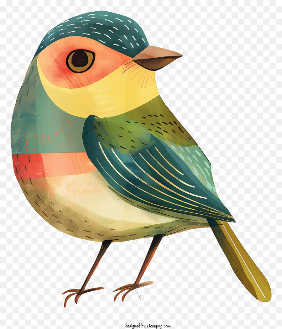 arancione - Uccello colorato e rotondo senza occhi