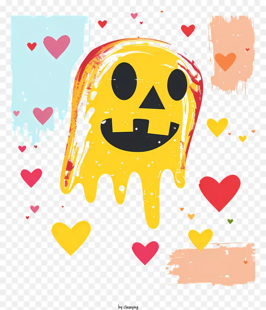 pacman Geist - Geister mit grimmiger Gesicht, umgeben von Herzen umgeben