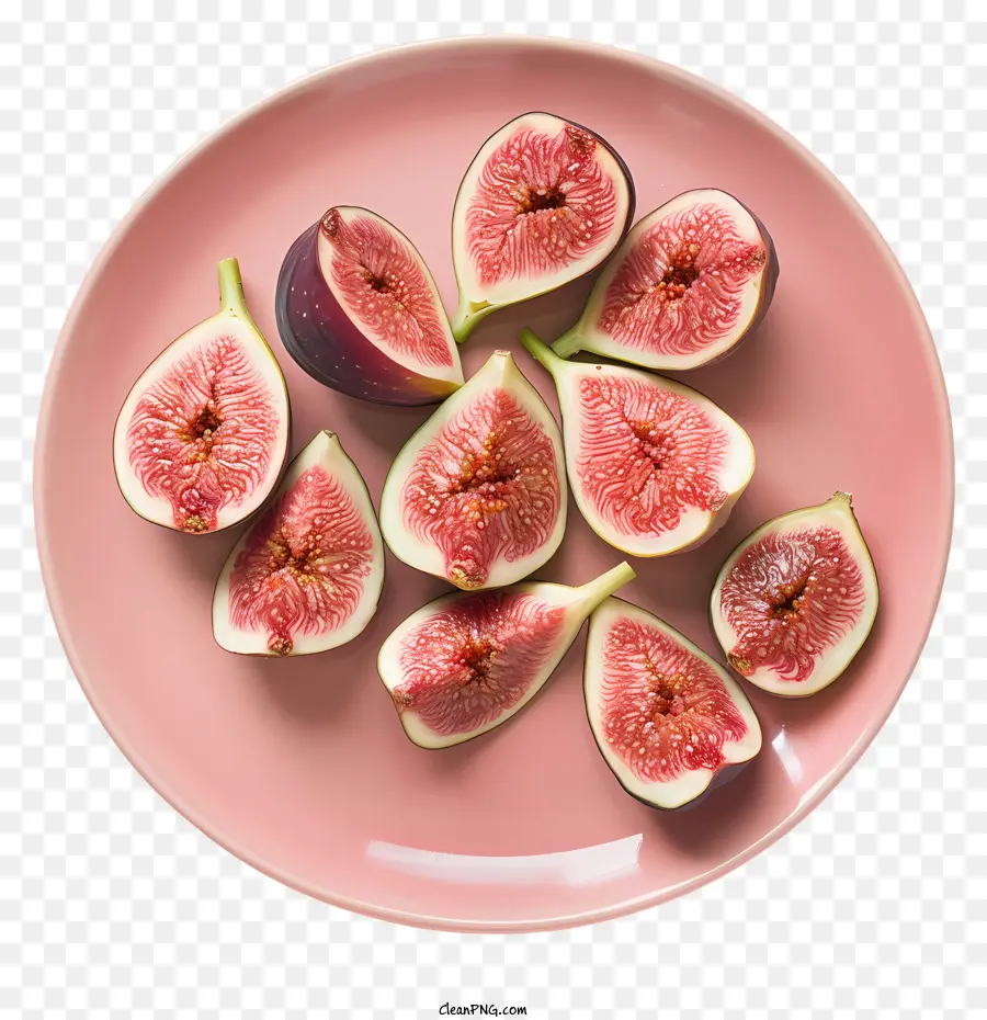 sliced figs fresh figs pink plate sliced figs plate arrangement