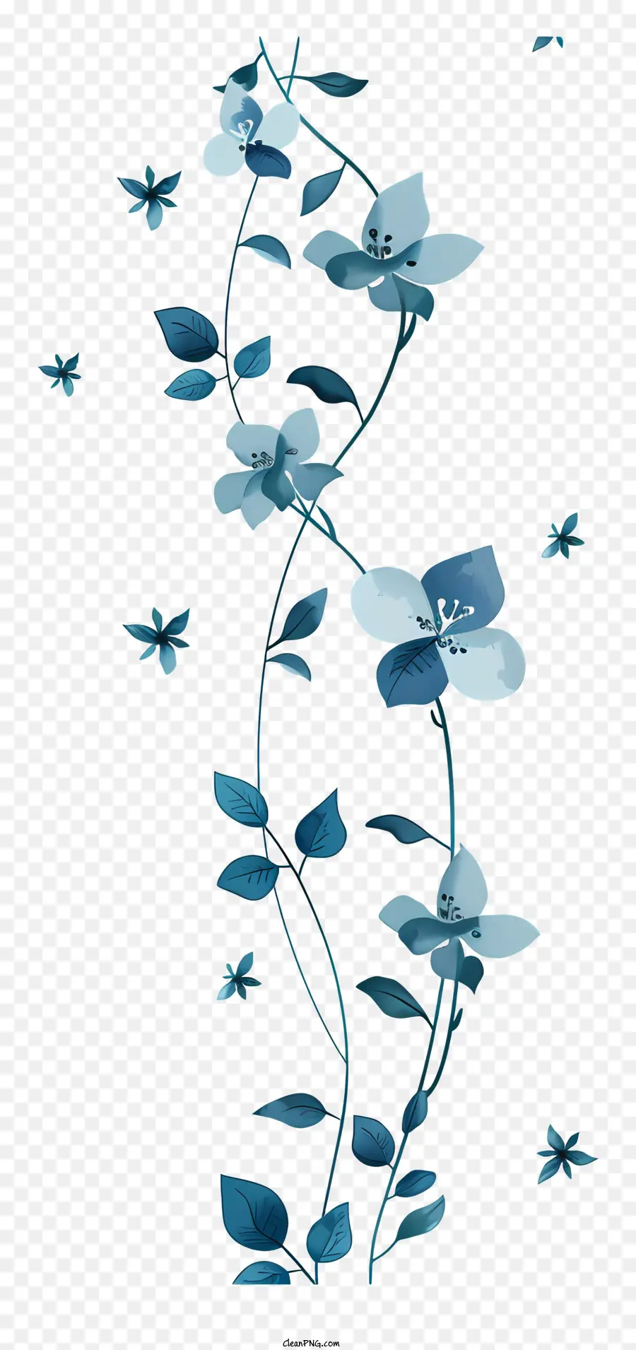 Blumengarten - Blaue Blumenrebe dreht sich um Gitter