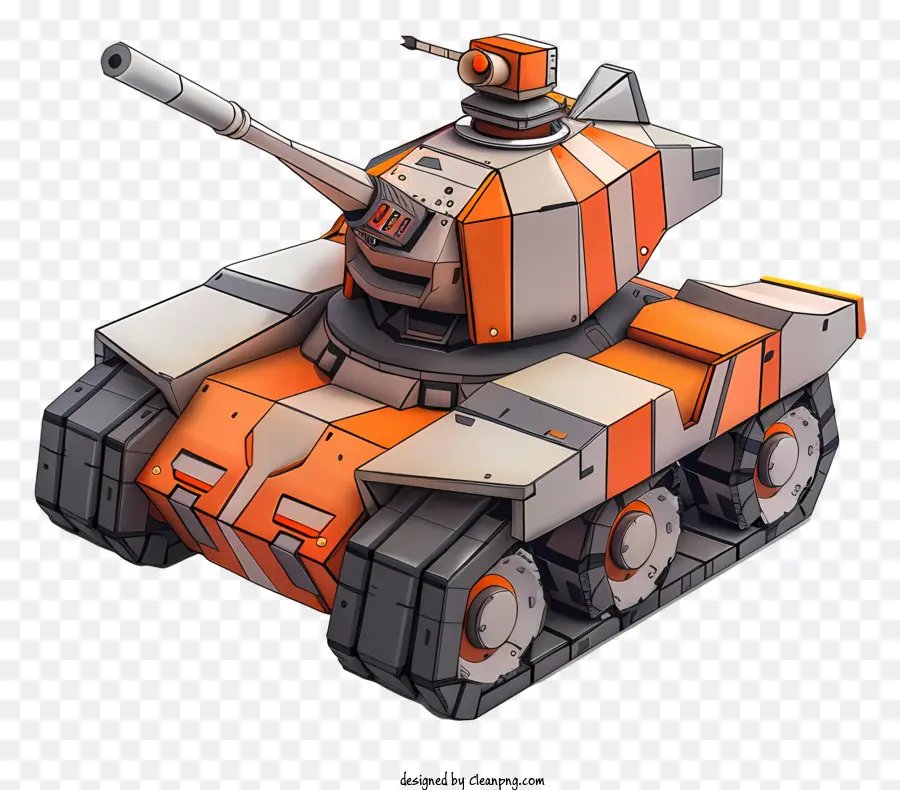 Cartoon Tank Tank Militärfahrzeug Panzerfahrzeug Armee Tank - Weißer Tank mit orange und grauer Tarnung
