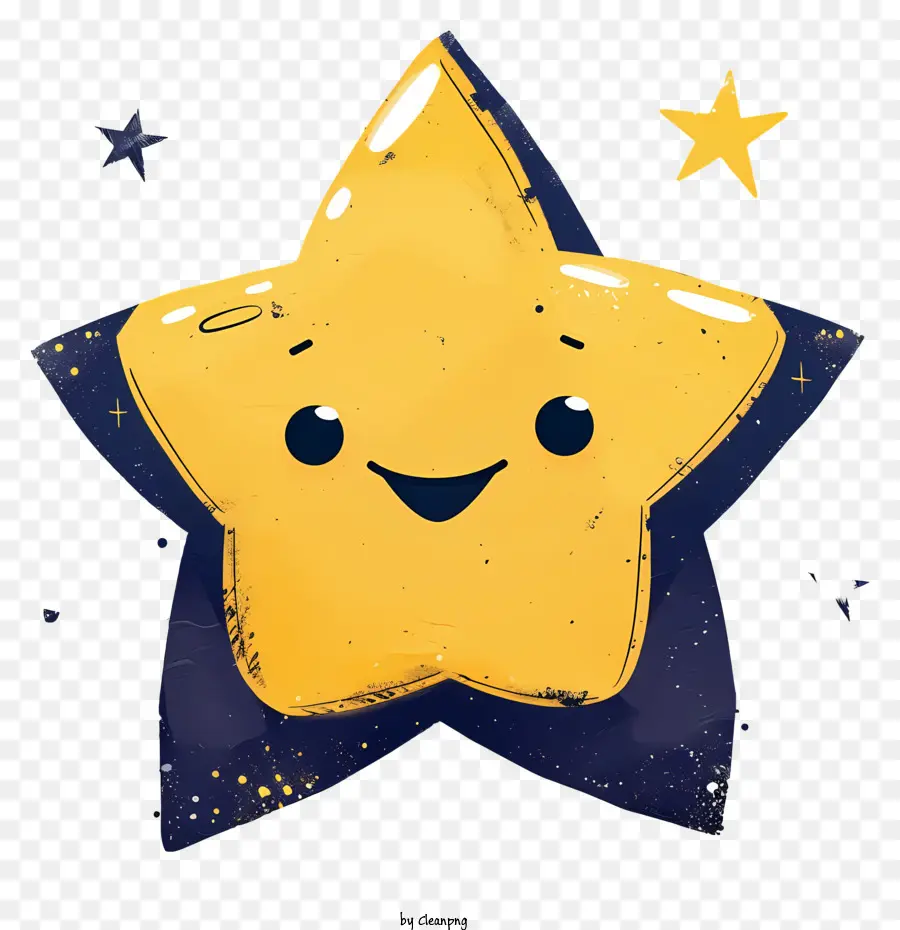 Stern Emoji - Smiley Face Star auf schwarzem Hintergrund