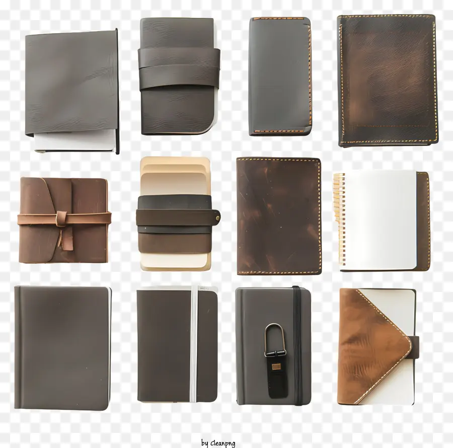 Bücher Leder Notebooks geprägtes Design Gold Akzente Braunes Leder - Verschiedene Ledernotenbücher mit einzigartigen Designs