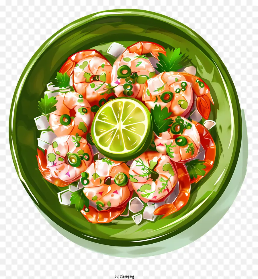 Ceviche Shrimp mexikanische Küche Lateinamerikanische Küche Meeresfrüchte - Appetitliche Garnelenschale mit Zitrone und Petersilie