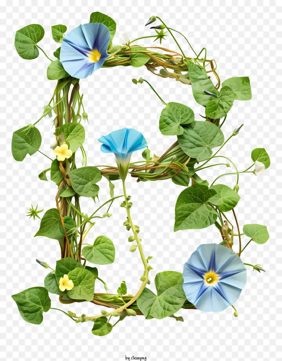 hoa màu xanh - Chữ cái đóng khung màu xanh b được bao quanh bởi những bông hoa trắng