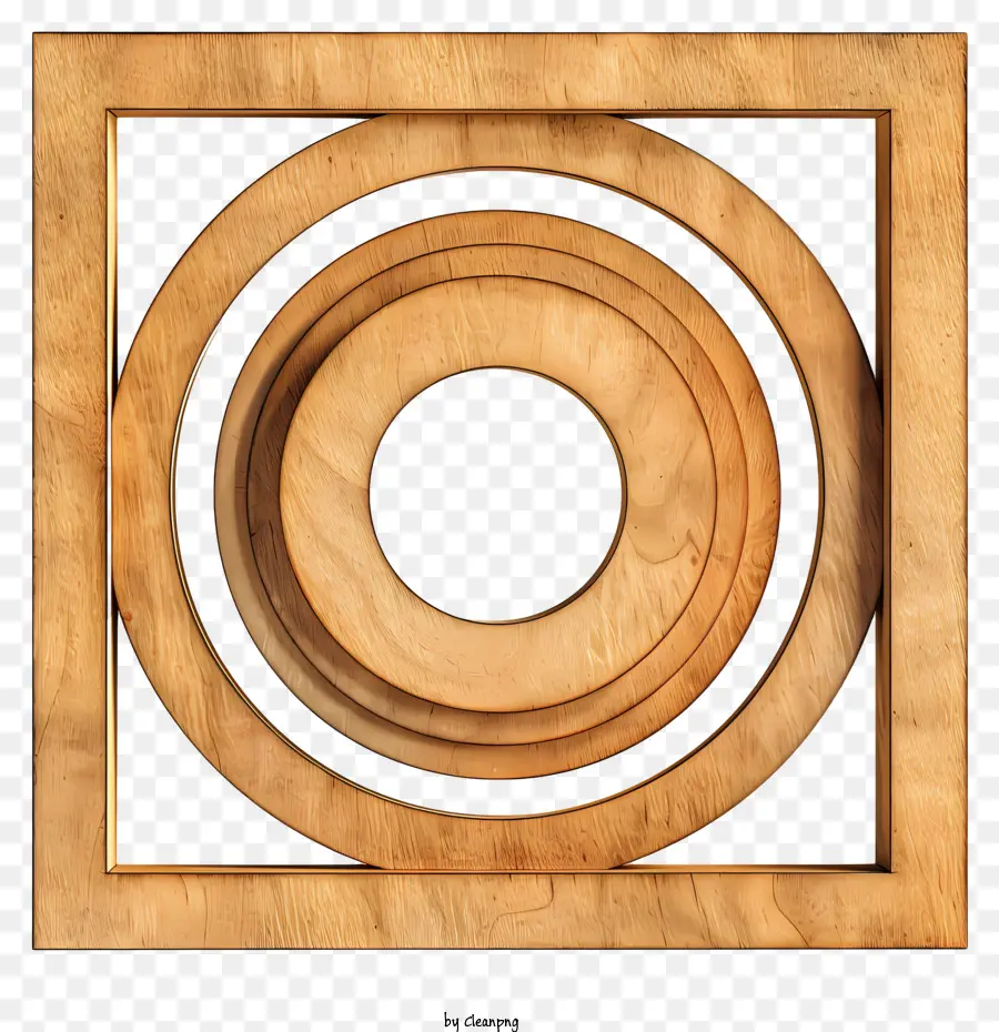 wooden art circular design black circles square configuration tilted circles