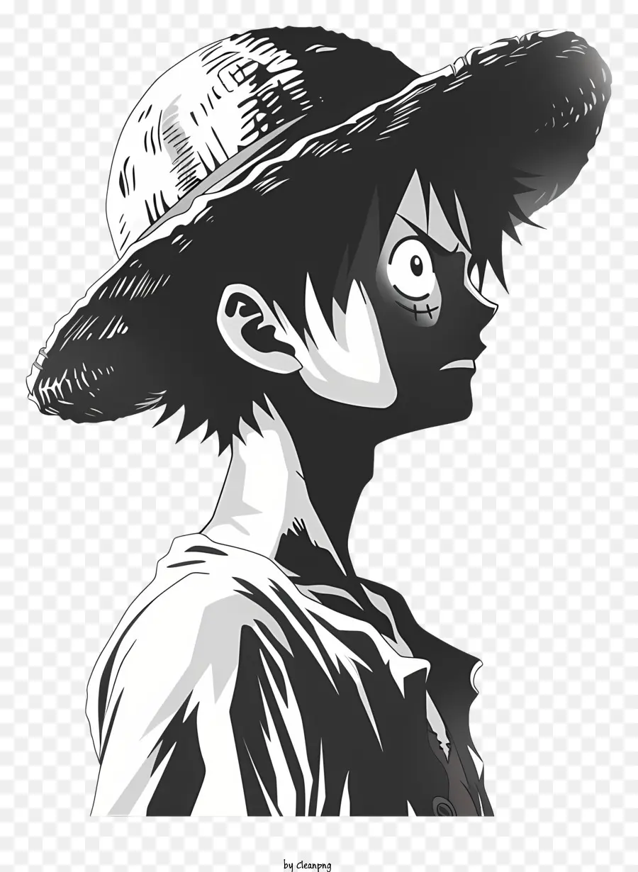 Một mảnh Luffy Silhouette Man Mũ Straw Chiêm ngưỡng - Người đàn ông trong chiếc mũ rơm với biểu cảm nghiêm khắc