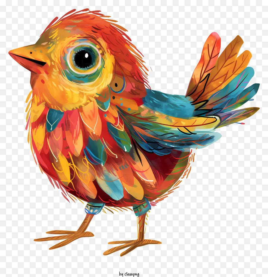 ali - Uccello colorato con ali diffuse, occhi chiusi