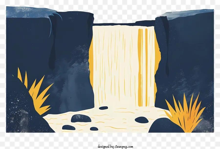 thác nước - Nội dung hình ảnh: Thác nước với lớp phủ văn bản