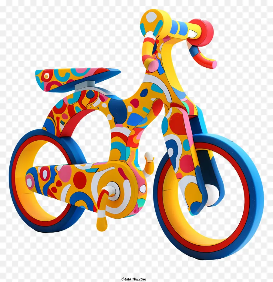 bicycle toy bright colors swirling patterns bike colorful