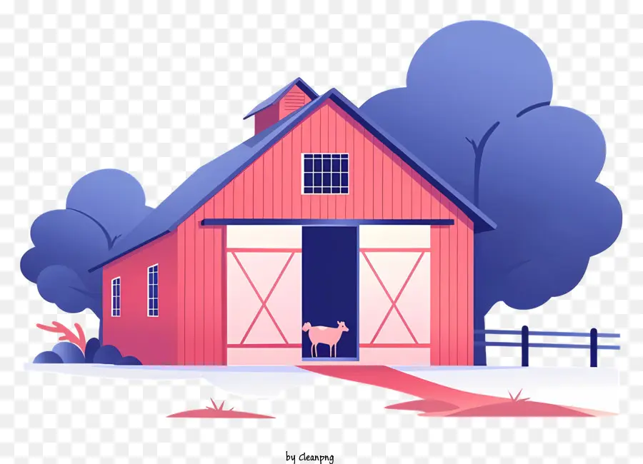 agricoltori per cani da stalla - Fienile rosa con cane e viti