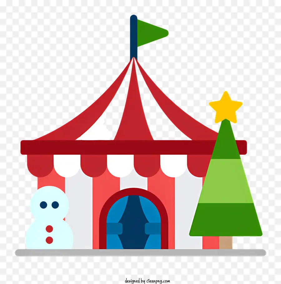 Weihnachtsbaum - Zelt mit Weihnachtsmotiven mit Kerzen und Baum