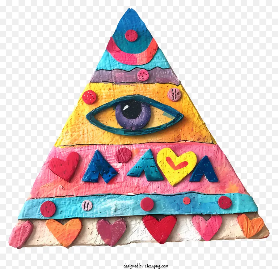 hình dạng - Tam giác đầy màu sắc với mắt và hình dạng/các mẫu khác nhau