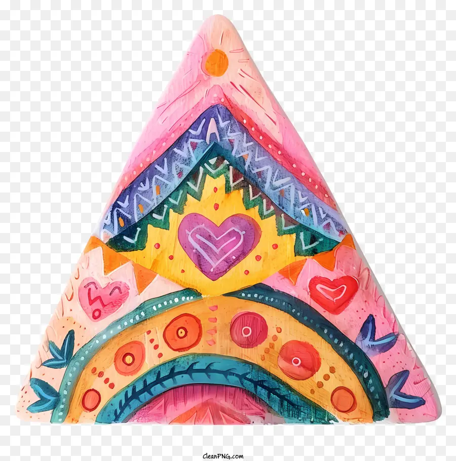 Nettes Dreieck farbiges Dreieck Wellenkante Herzen Wellenformen - Farbenfrohes, skurriles Dreieck mit verschiedenen Formen/Mustern