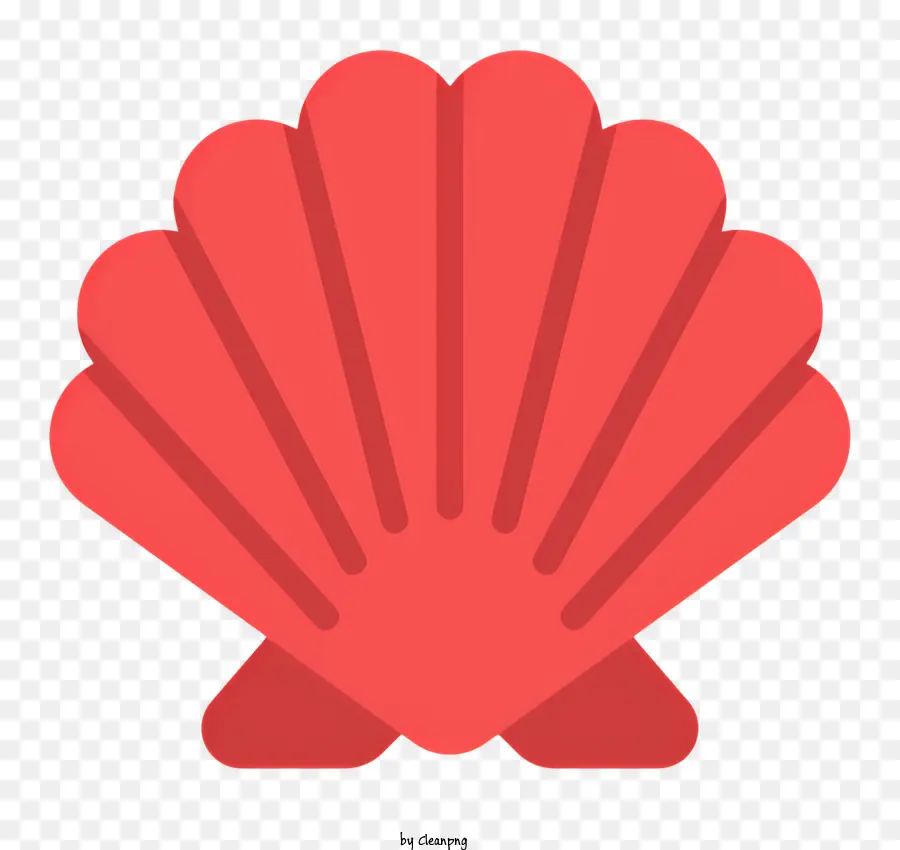 icona conchiglia rossa capesante con guscio stilizzato con guscio di capesante rotondo a superficie liscia - Guscio di capesante stilizzato rosso con bordi arrotondati