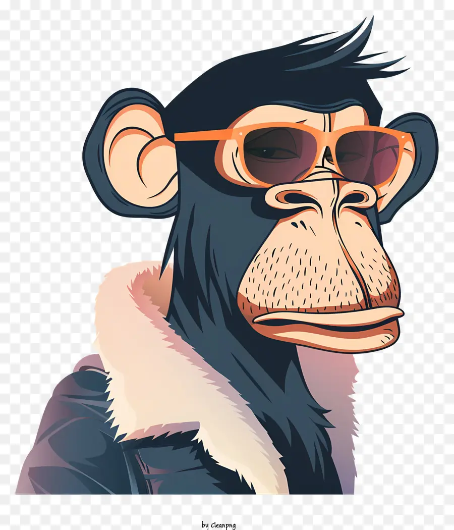 Affe - Cartoon -Schimpanse mit Sonnenbrille und schaut nach unten