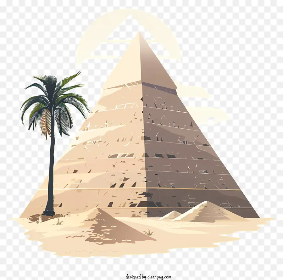 albero di palma - Piramidi, palme, paesaggio del deserto, sole