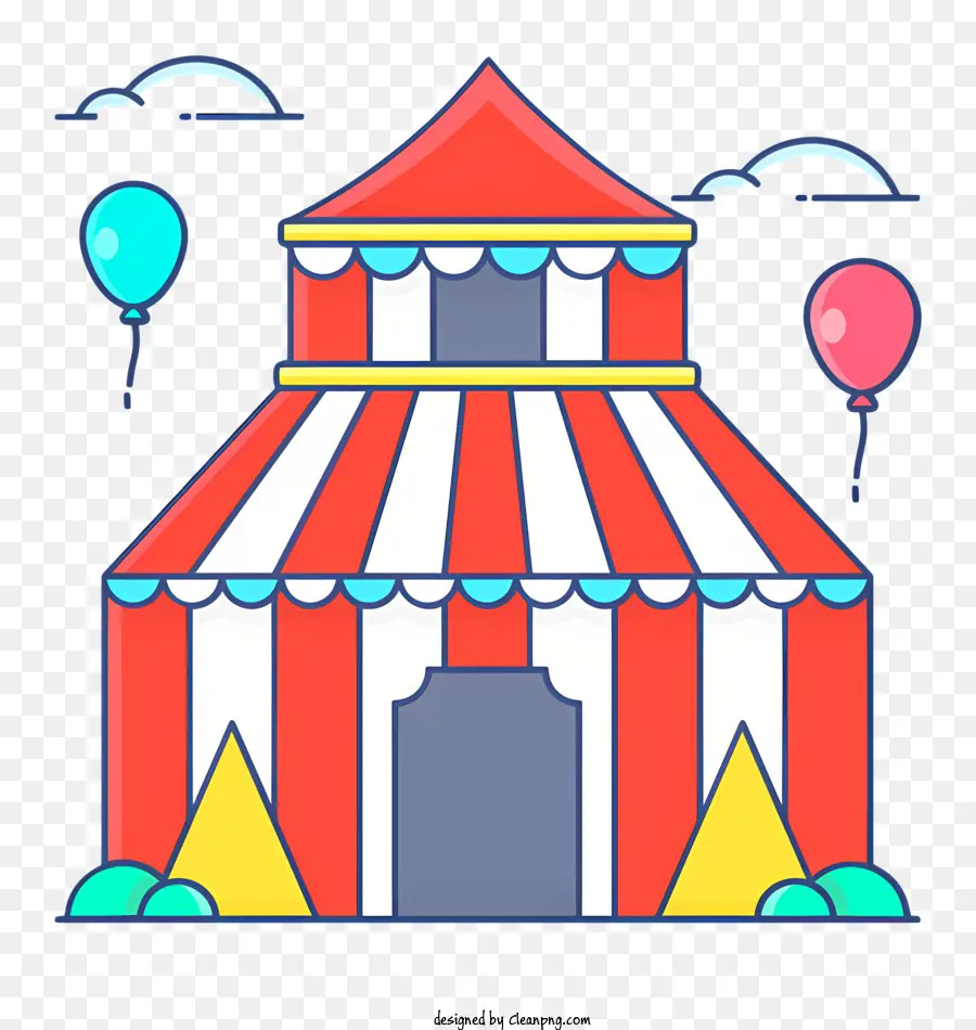 tenda da circo - Tenda da circo con bandiere colorate e palloncini