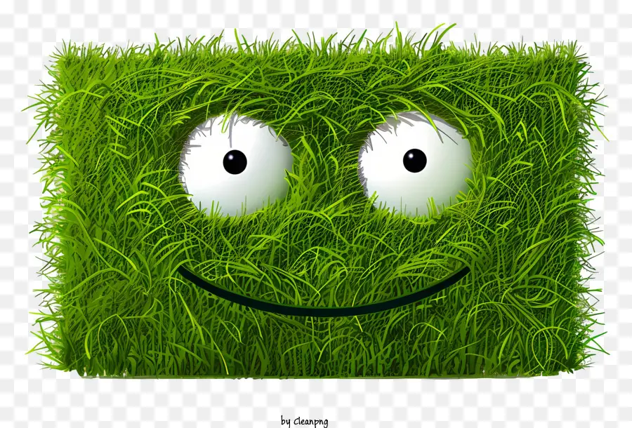 grünes Grasgras lächelnd winke glücklich - Glückliches Gesicht auf grünem Grasfeld