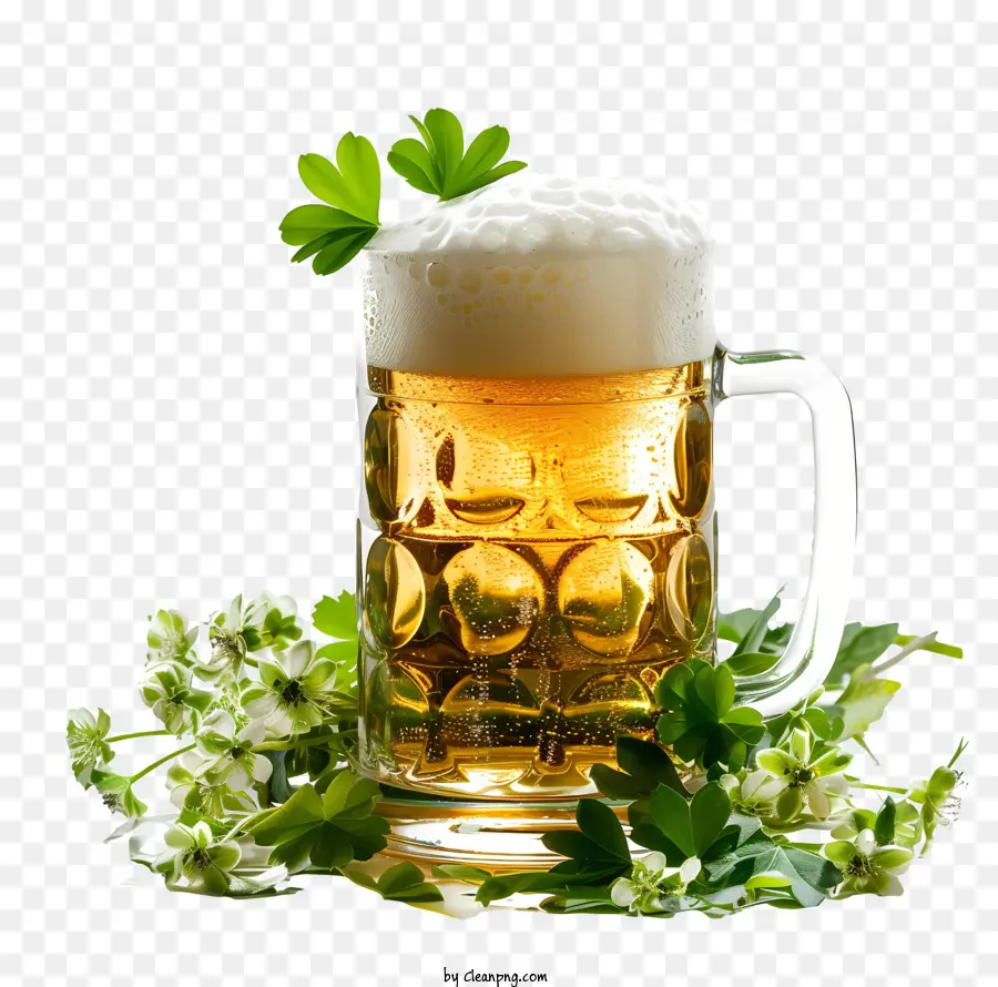 St. Patrick - Ly bia với shamrocks, bầu không khí lễ hội