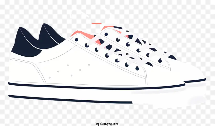 giày thể thao giày thể thao màu trắng giày màu đen và trắng giày thoải mái giày hàng ngày - Giày thể thao da màu trắng với điểm nhấn màu đen