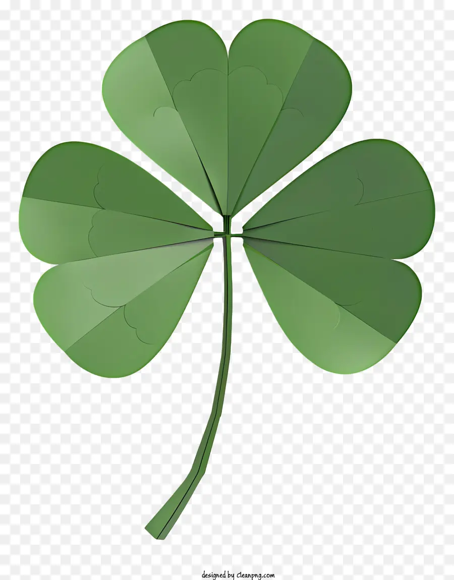 St. Patrick's Day Shamrock Leaf Green Venen Pflanze - Grünes blattförmiges Objekt mit vier Adern, dunkler Mitte