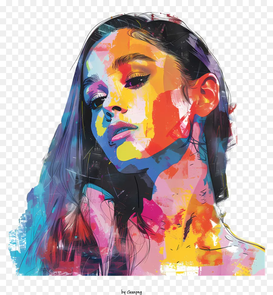 Ariana Grande - Pittura colorata di donna in contemplazione posa