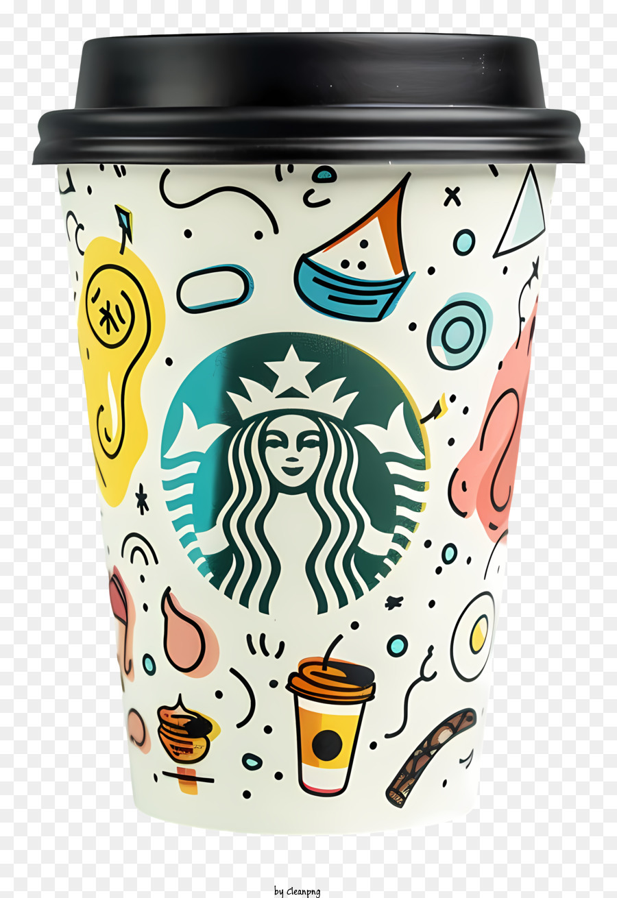 starbucks cốc cà phê - Cúp Starbucks đầy màu sắc, có hoa văn với tay cầm
