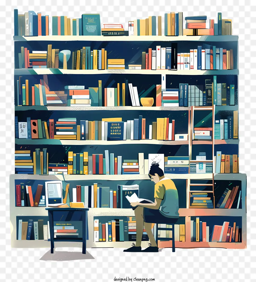Buchhandlung Lesen Sie Bücherregale Bibliothek Komfort - Mann liest im buchgefüllten Raum, komfortables Ambiente