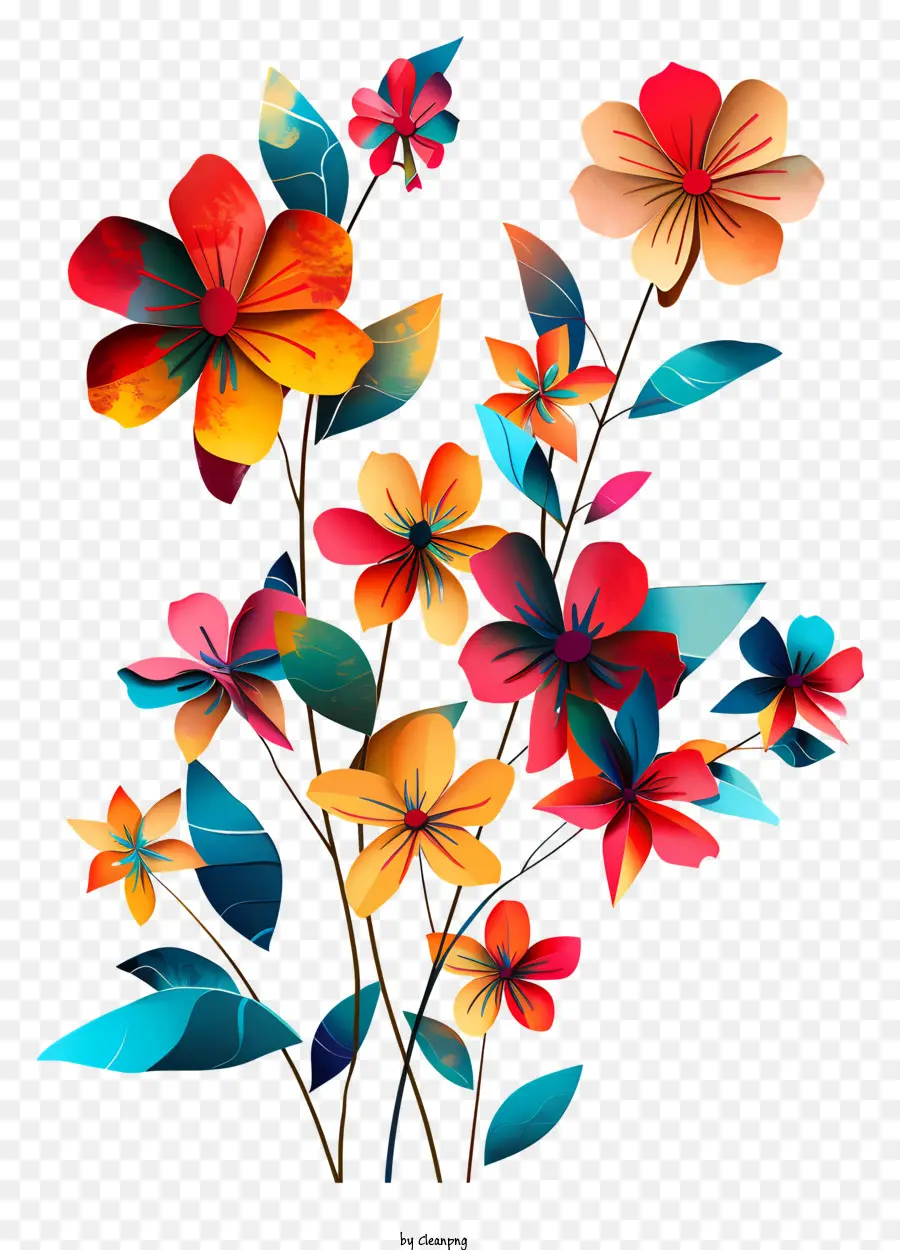 la disposizione dei fiori - Fiori colorati e multidimensionali in vaso sul nero