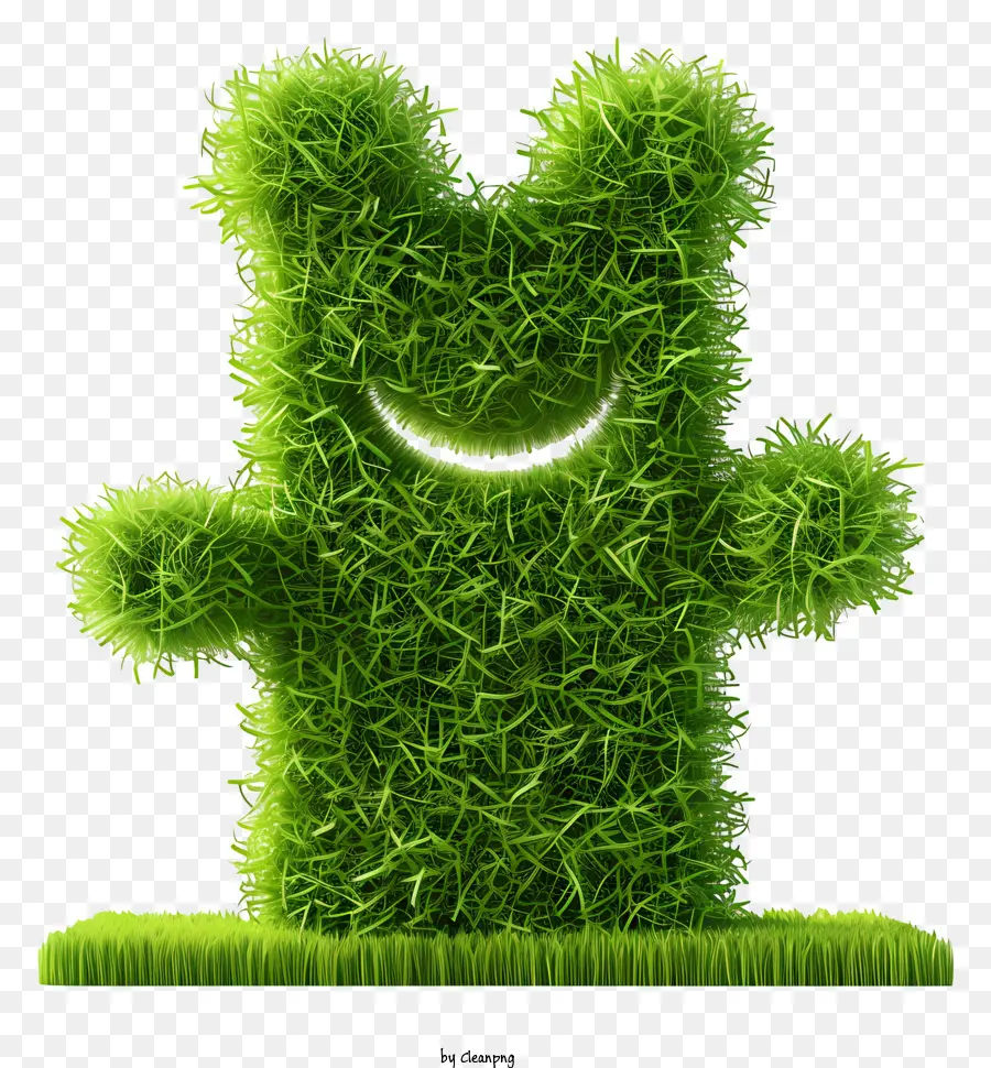 grüne Grasgrasgrün glücklicher Figur - Glückliche grasbewachsene Figur mit offenem Mund