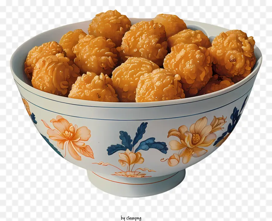 chicken nuggets chicken nuggets chinese porcelain bowl golden brown crispy texture