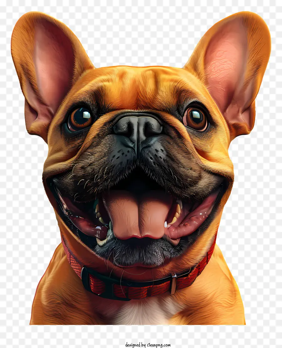 französische Bulldogge - Entzückende französische Bulldogge lächelte mit Zungen aus