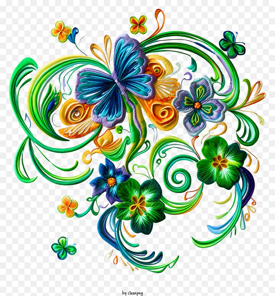 ornato cornice - Cornice decorata con farfalle colorate, fiori