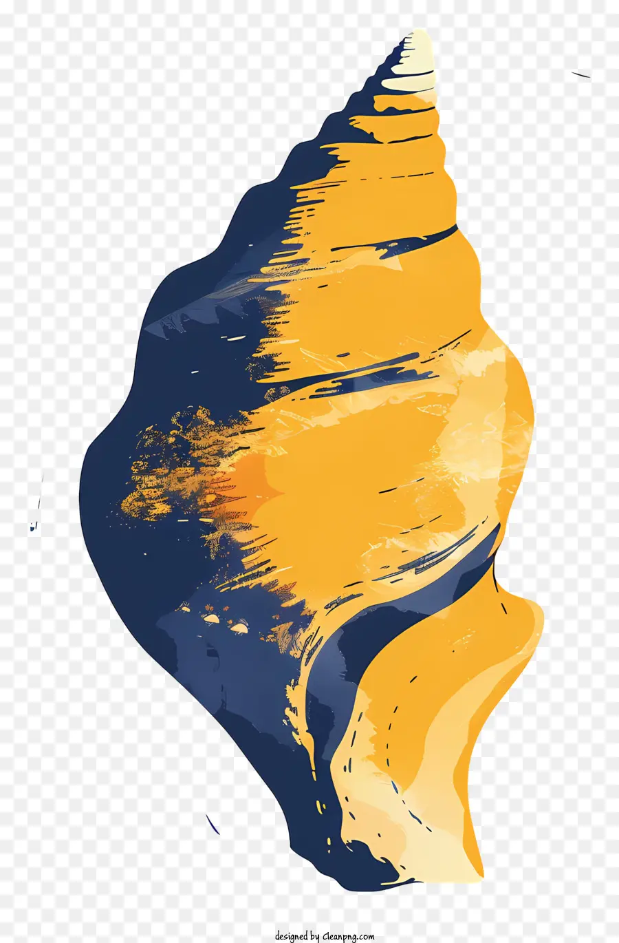 Conch Muschelmalerei impressionistische Kunst Orange Muschelblau und lila Hintergrund - Impressionistische Gemälde der orangen Muschel mit lila Hintergrund