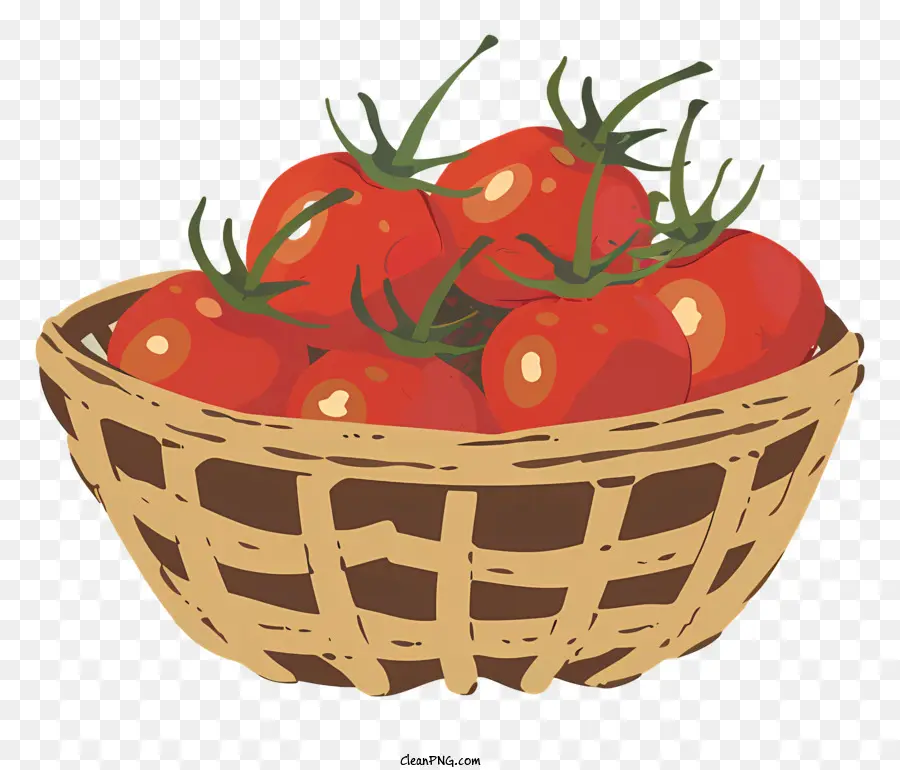 Kirschtomatenrote Tomaten Korb gewebtes Material Gemüse - Korb mit roten Tomaten, offenes gewebtes Design