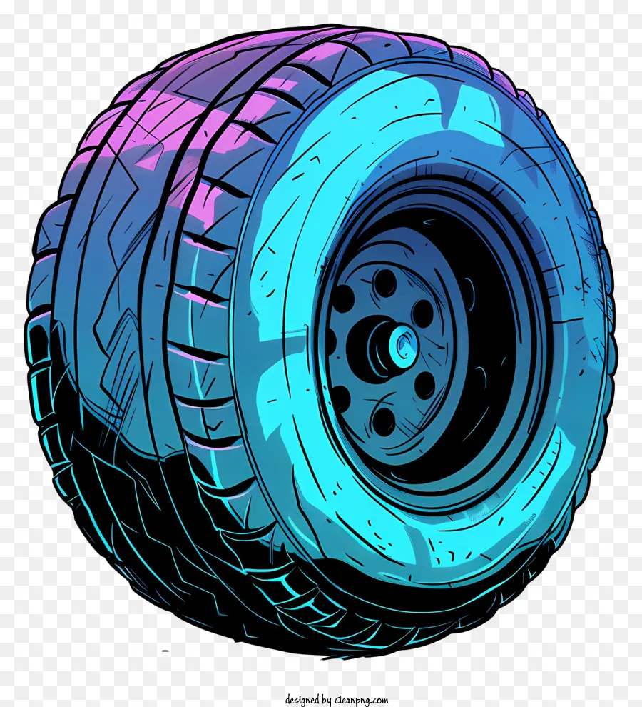 xe lốp xe lốp xe màu xanh neon đèn màu tím neon mô hình lốp đen - Đèn neon trên lốp đen lốp