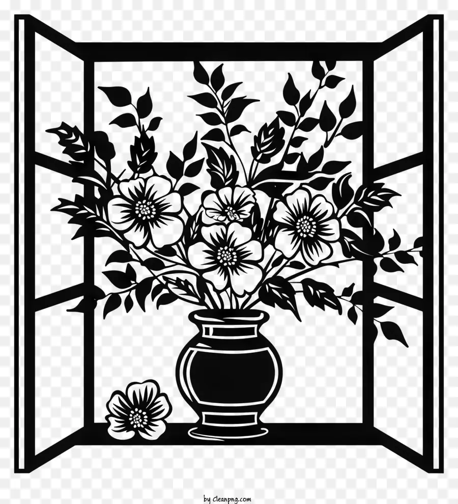 Federfenster Blumen Blumen Vase Fensterbrille tote Blätter - Blumenvase mit offenem Fenster, Schatten