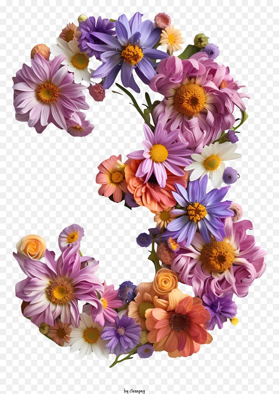 disegno floreale - Colorful Flower Number 3 su sfondo nero