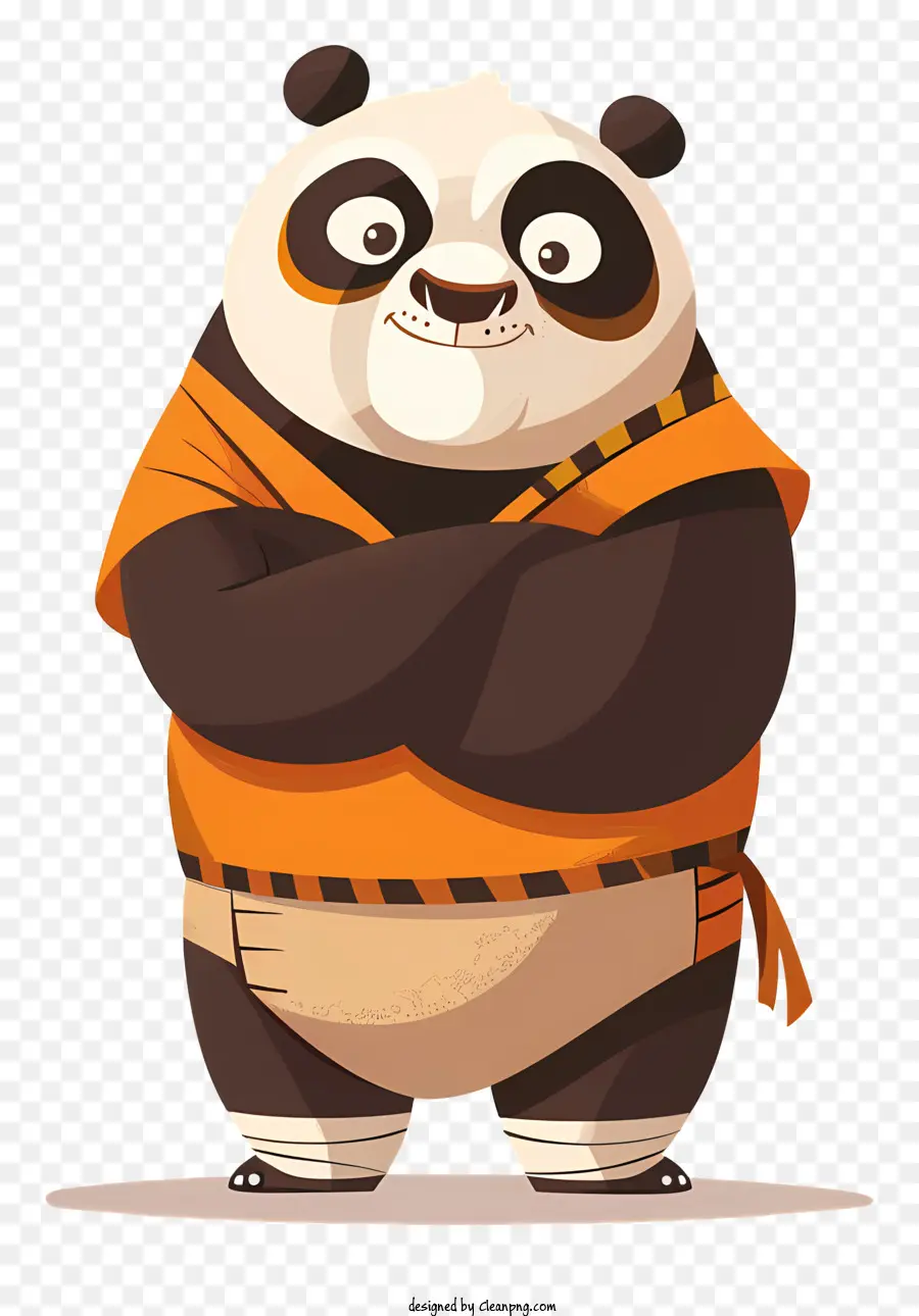 panda - Panda sorridente che indossa camicia arancione e sciarpa