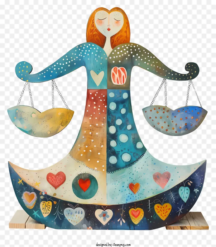 abstract libra statue woman scales hearts